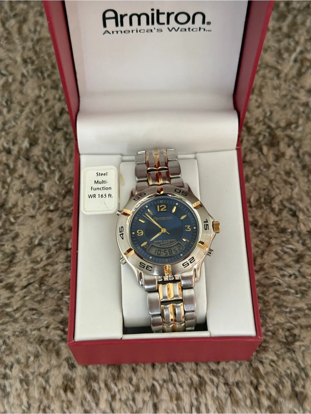 Armitron vintage digital analog Two-Tone Blue Dial Watch Mens